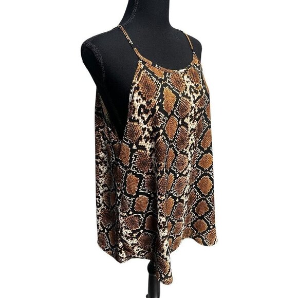 TRUTH Snake Print Sleeveless Halter Top With Back Button Closure, workattire, XL - Picture 2 of 9